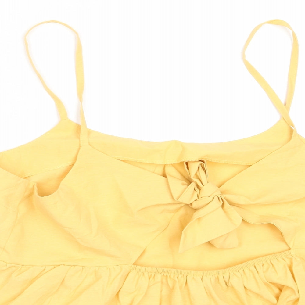 Primark Womens Yellow  Cotton Camisole Blouse Size 12 V-Neck