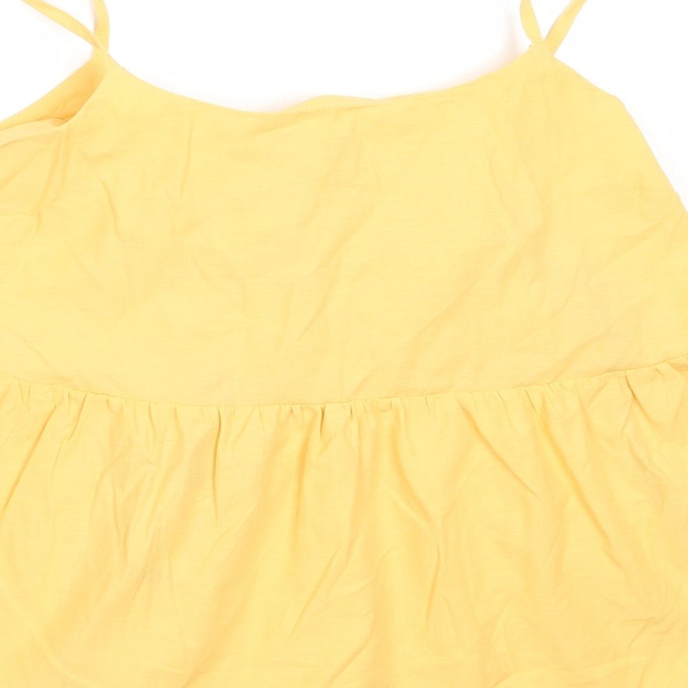 Primark Womens Yellow  Cotton Camisole Blouse Size 12 V-Neck