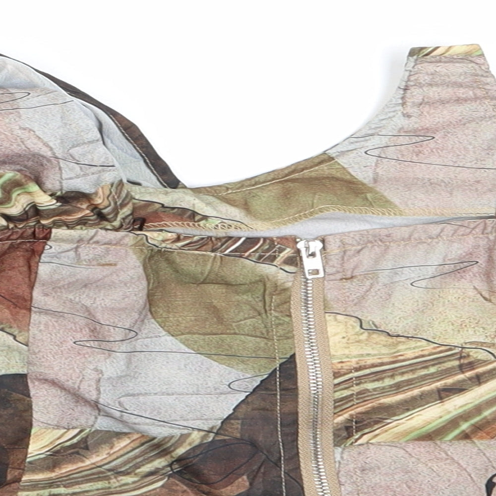 PRETTYLITTLETHING Womens Green  Polyester Cropped Blouse Size 12 Off the Shoulder