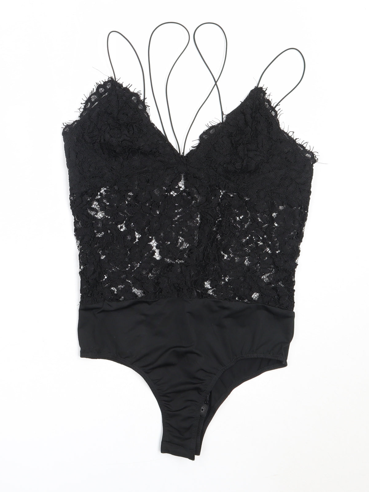 Missguided Womens Black  Polyester Basic Blouse Size 12 V-Neck - bodysuit