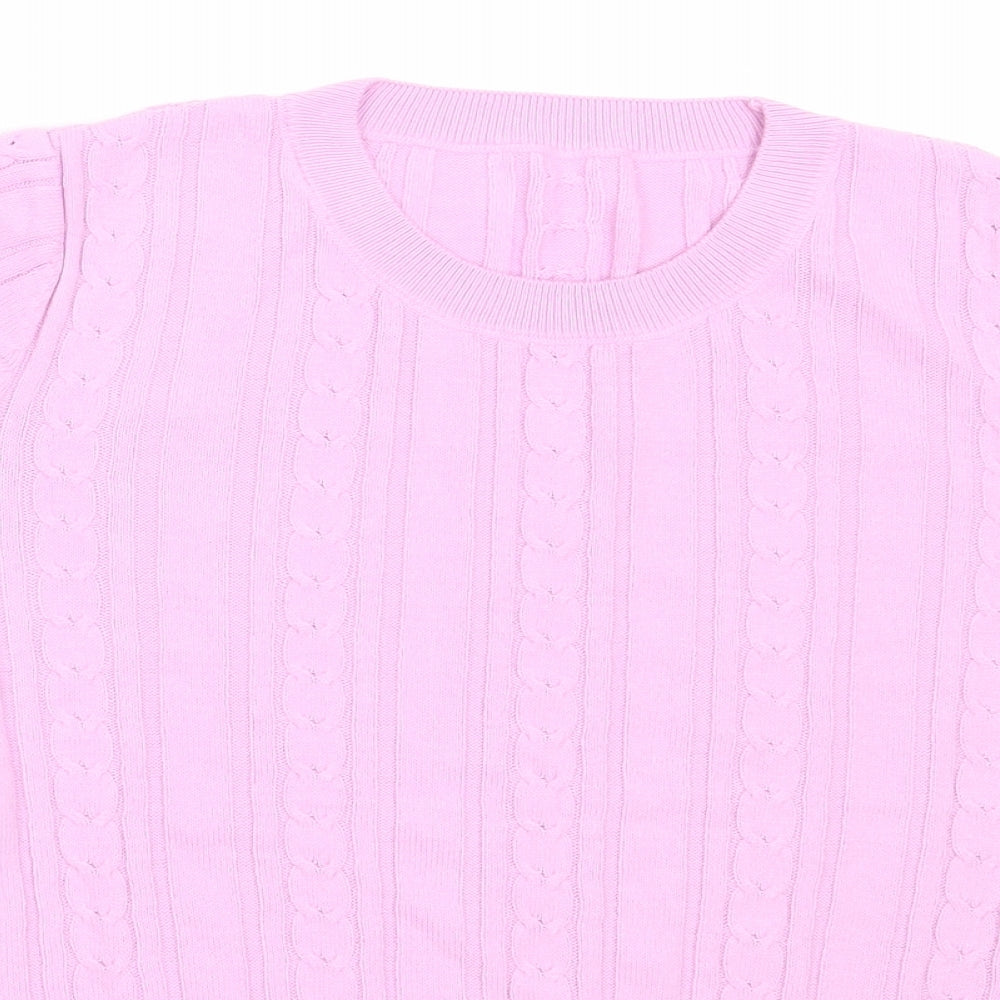 TU Womens Purple Round Neck  Acrylic Pullover Jumper Size 8