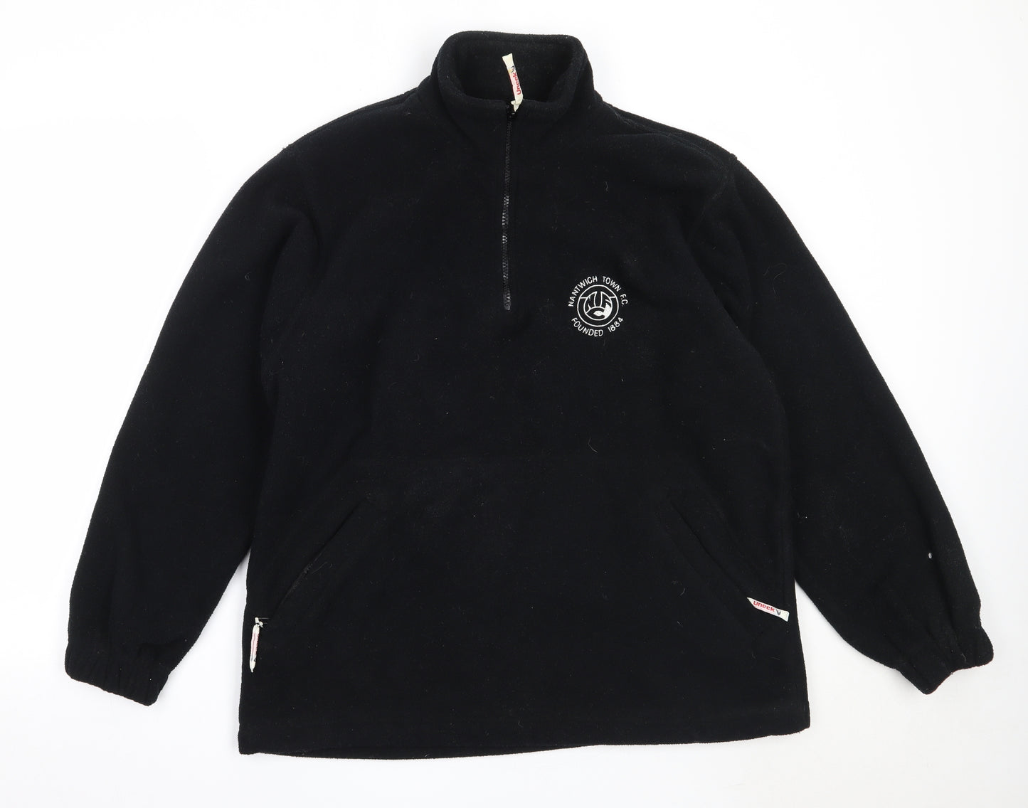 Uneek Mens Black  Polyester Henley Sweatshirt Size M   - nantwich town fc