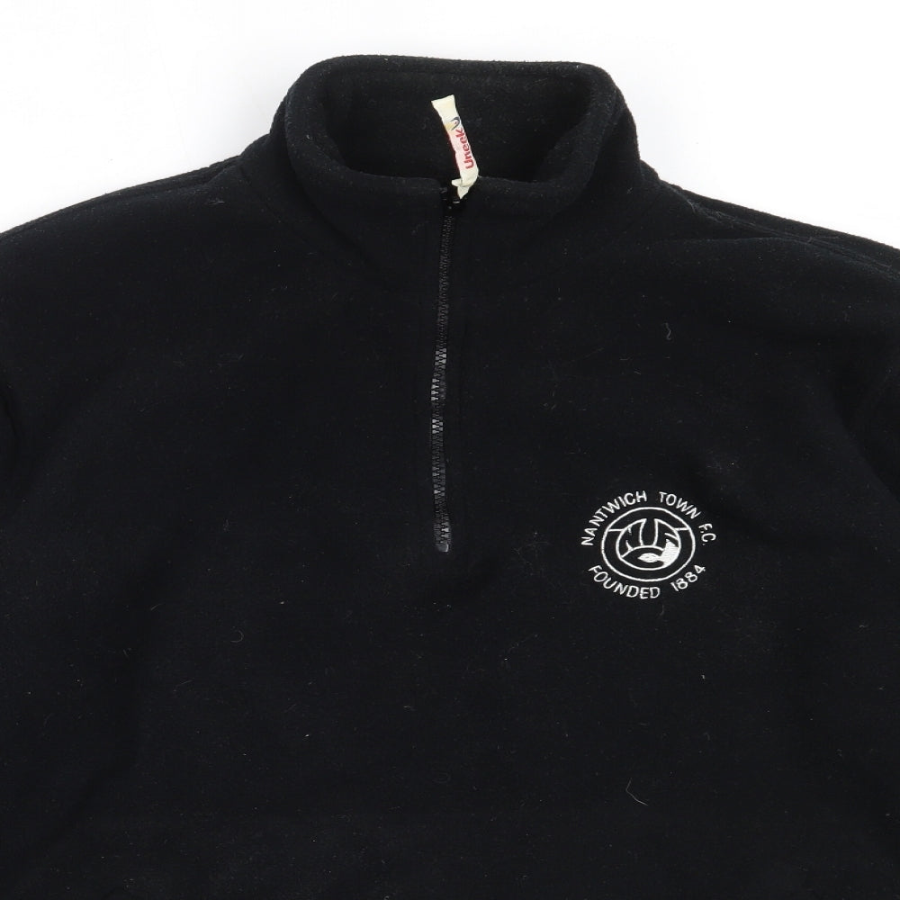 Uneek Mens Black  Polyester Henley Sweatshirt Size M   - nantwich town fc