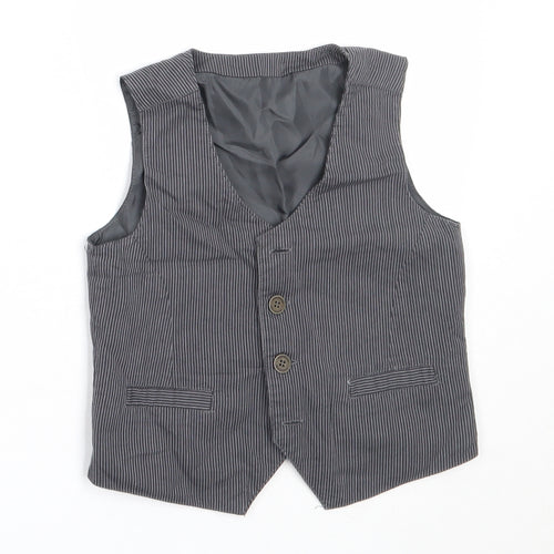 Mothercare Boys Grey Striped  Jacket Waistcoat Size 18-24 Months