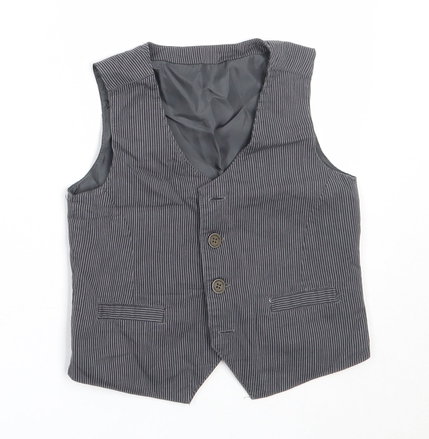 Mothercare Boys Grey Striped  Jacket Waistcoat Size 18-24 Months