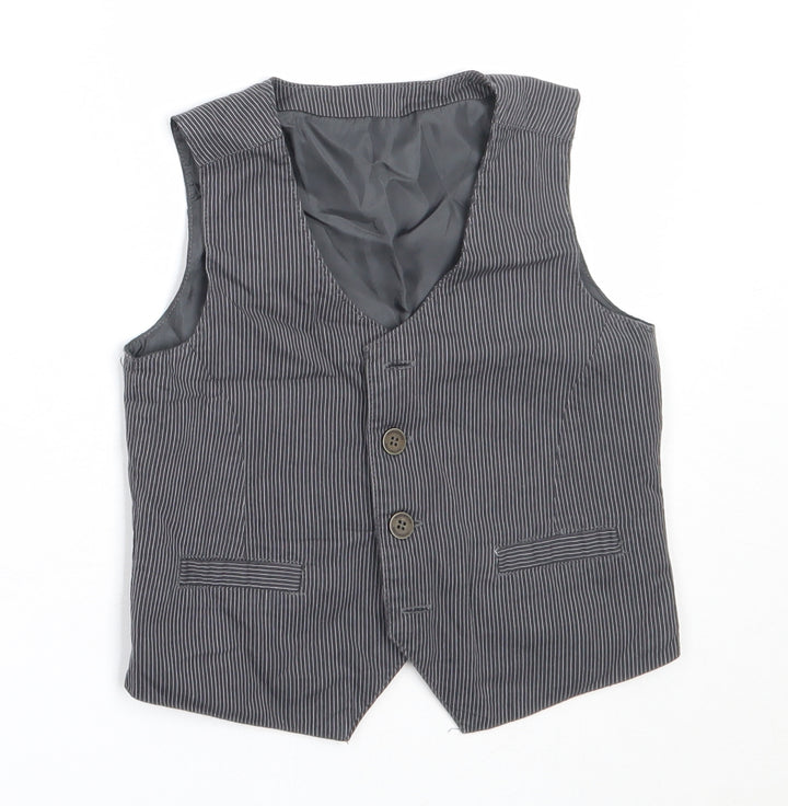Mothercare Boys Grey Striped  Jacket Waistcoat Size 18-24 Months