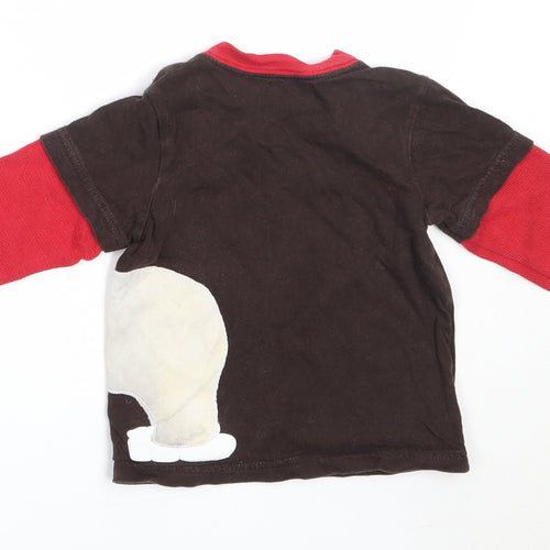 Gap Boys Brown  Cotton Basic T-Shirt Size 12-18 Months Round Neck