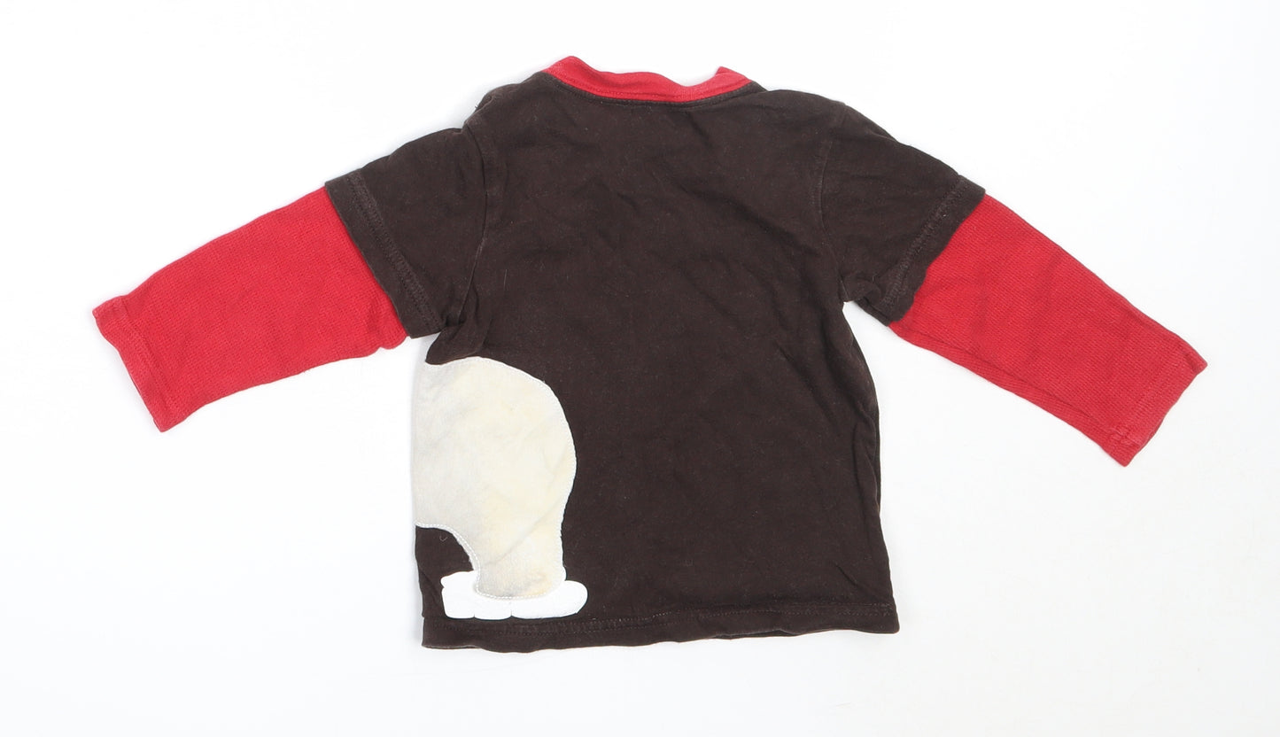 Gap Boys Brown  Cotton Basic T-Shirt Size 12-18 Months Round Neck