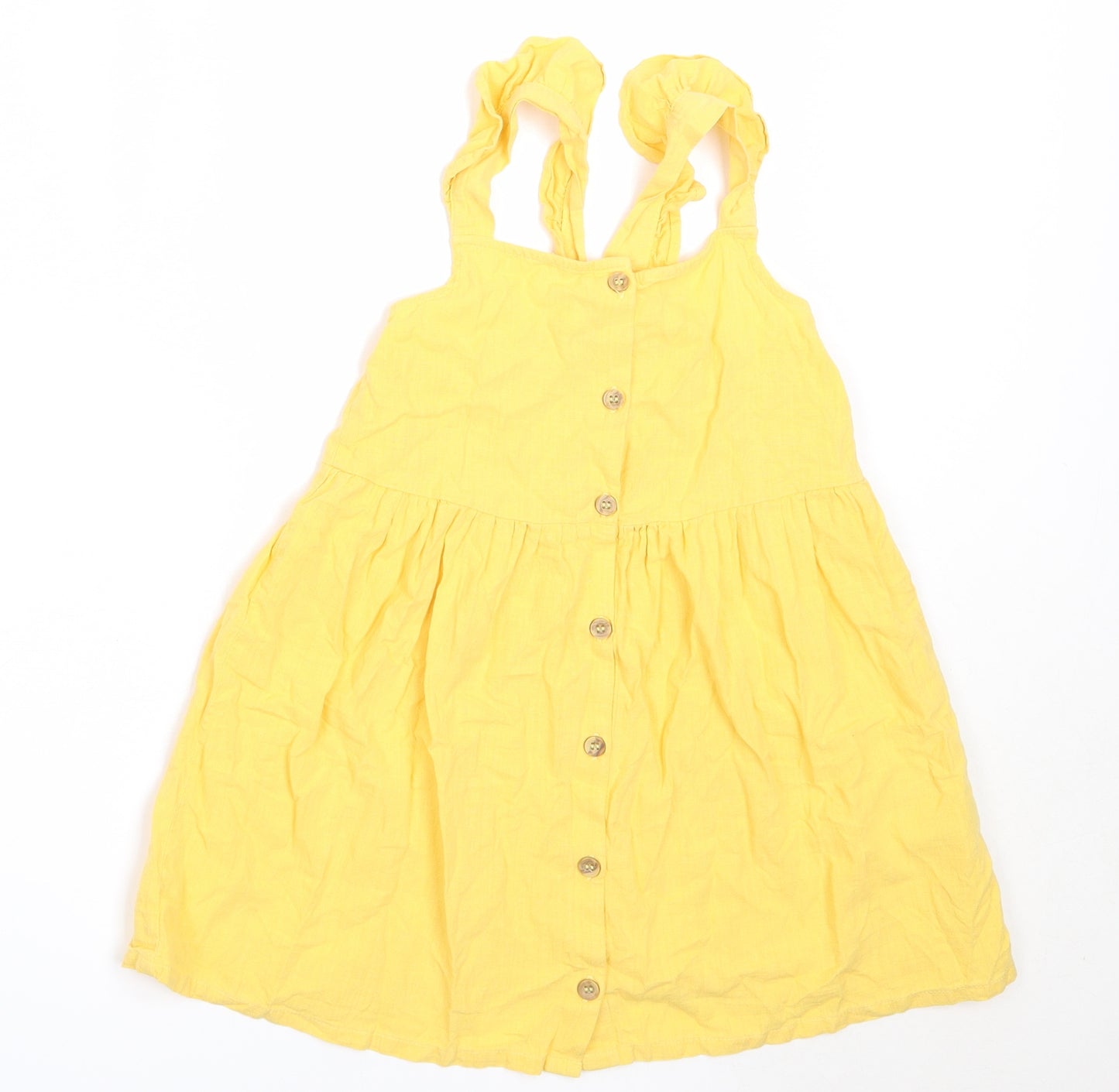 H&M Girls Yellow  Cotton Fit & Flare  Size 3-4 Years  Square Neck