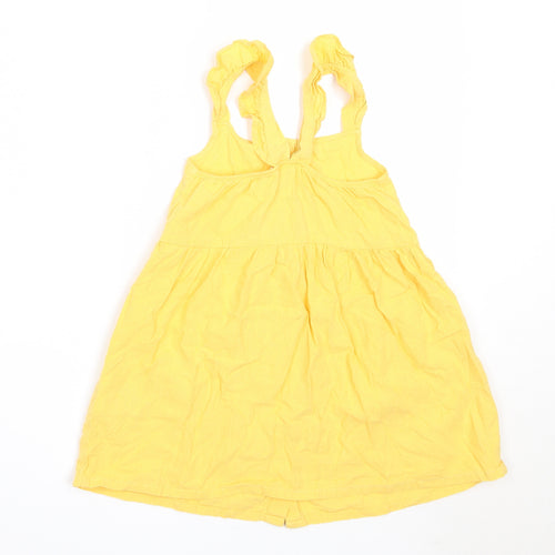 H&M Girls Yellow  Cotton Fit & Flare  Size 3-4 Years  Square Neck
