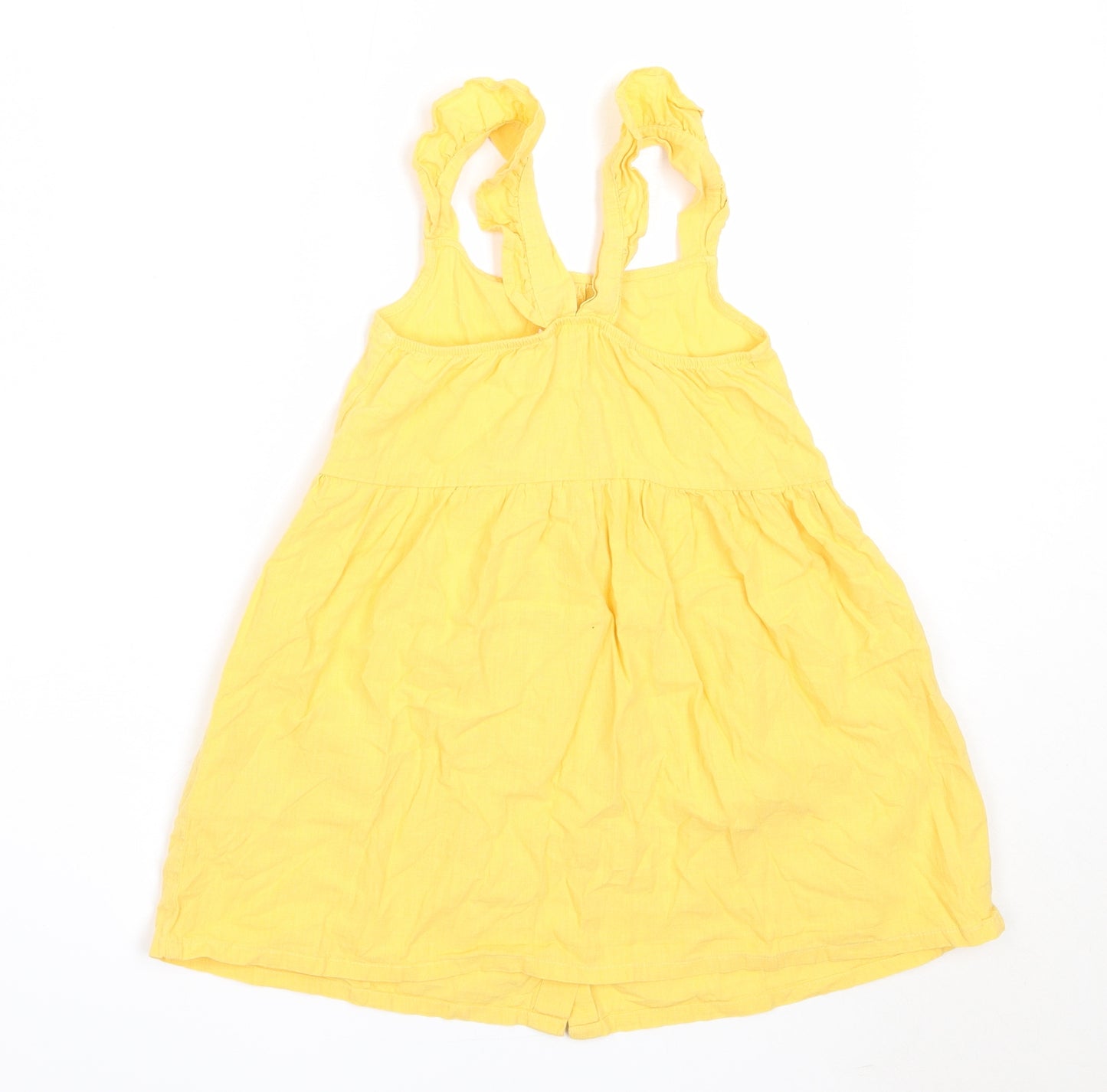 H&M Girls Yellow  Cotton Fit & Flare  Size 3-4 Years  Square Neck