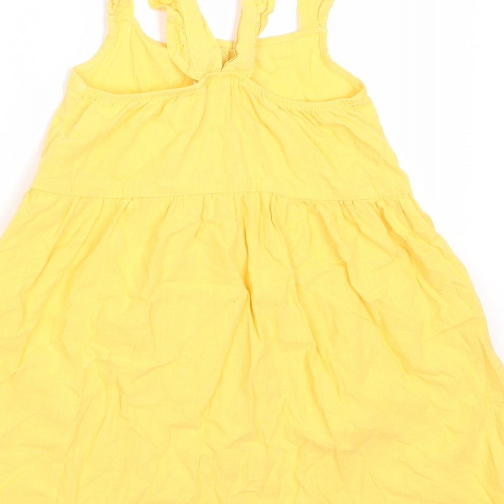 H&M Girls Yellow  Cotton Fit & Flare  Size 3-4 Years  Square Neck