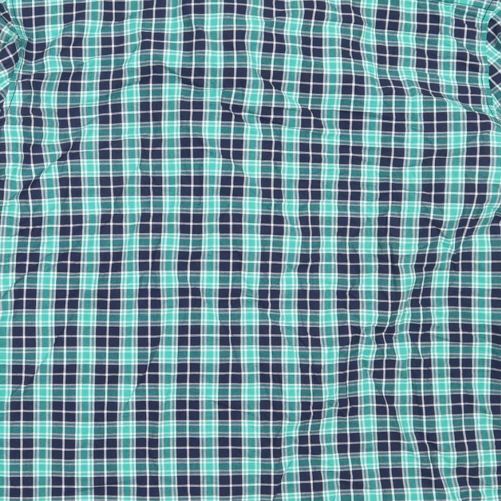 George Mens Green Check Cotton  Button-Up Size XL Collared