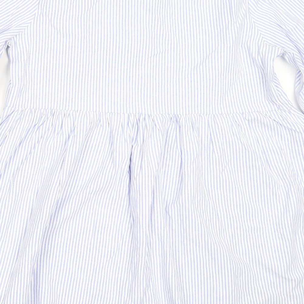 SheIn Womens Blue Striped Cotton Fit & Flare  Size XL  Round Neck