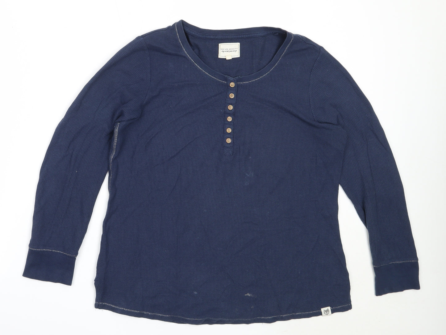 NEXT Womens Blue Solid Cotton Top Pyjama Top Size M