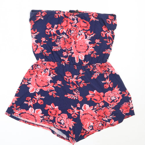 Dorothy Perkins Womens Blue Floral Viscose Playsuit One-Piece Size 12