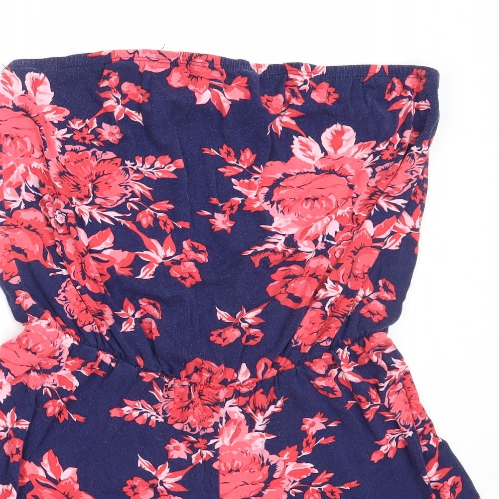 Dorothy Perkins Womens Blue Floral Viscose Playsuit One-Piece Size 12
