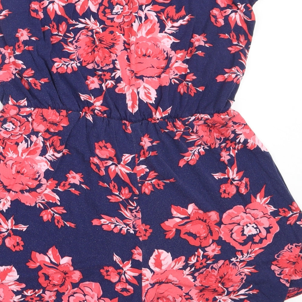 Dorothy Perkins Womens Blue Floral Viscose Playsuit One-Piece Size 12