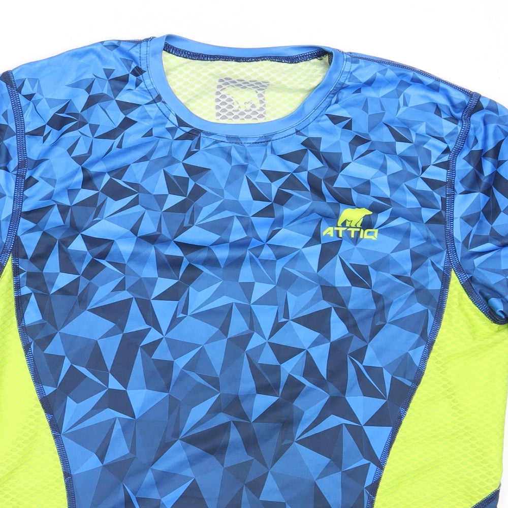 Attiq Mens Blue  Polyester Basic T-Shirt Size M Round Neck