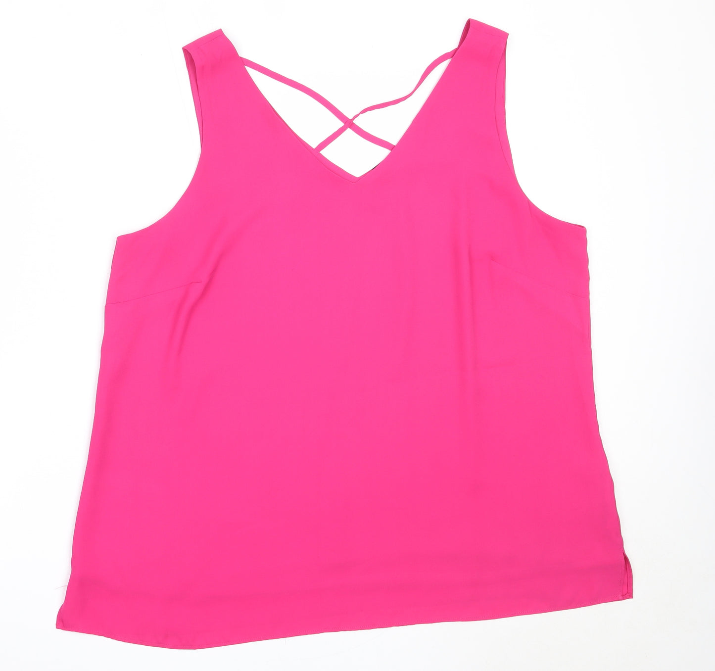 Debenhams Womens Pink  Viscose Basic Blouse Size 20 V-Neck