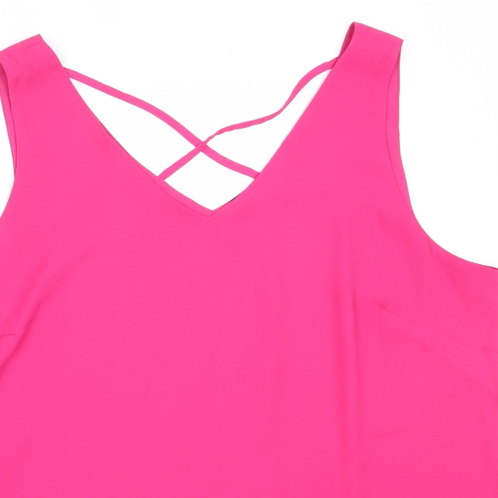 Debenhams Womens Pink  Viscose Basic Blouse Size 20 V-Neck
