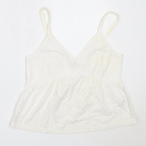 Primark Womens White  Cotton Basic Blouse Size S V-Neck