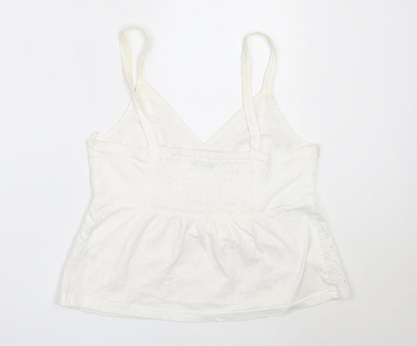 Primark Womens White  Cotton Basic Blouse Size S V-Neck