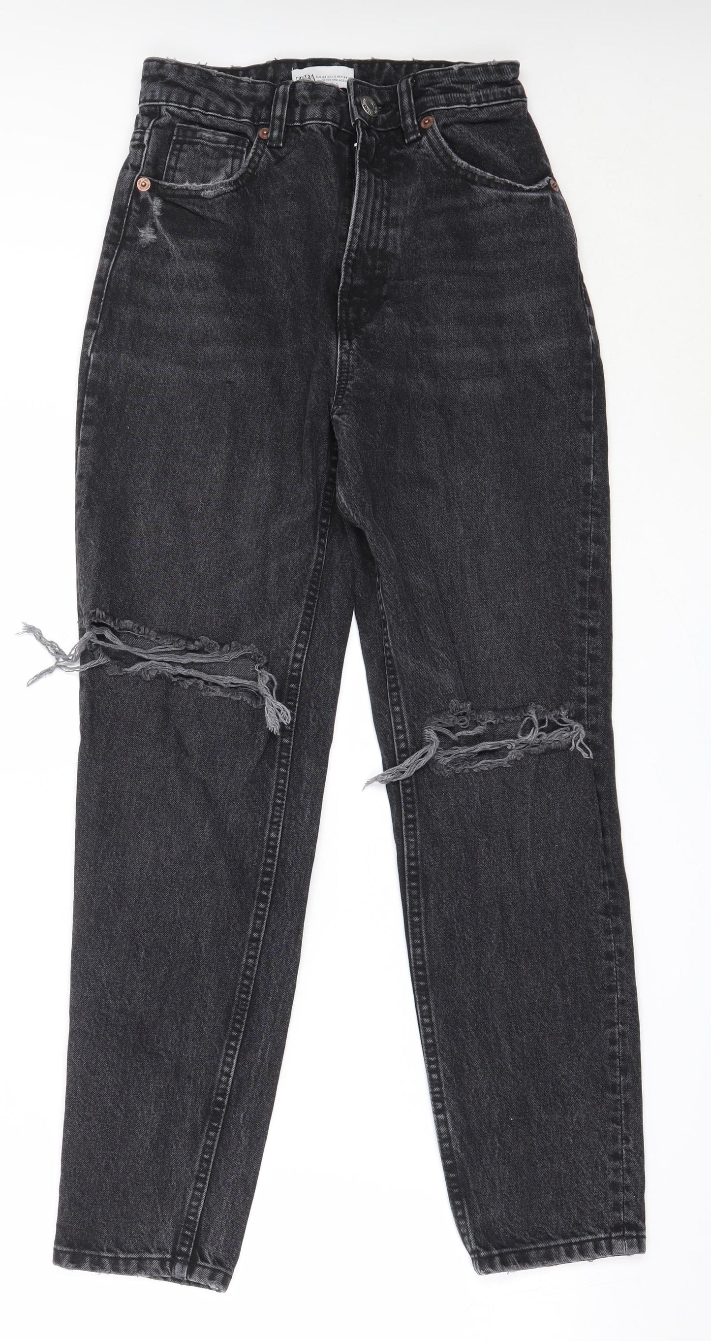 Zara Womens Black  Cotton Mom Jeans Size 34 in L28 in Regular