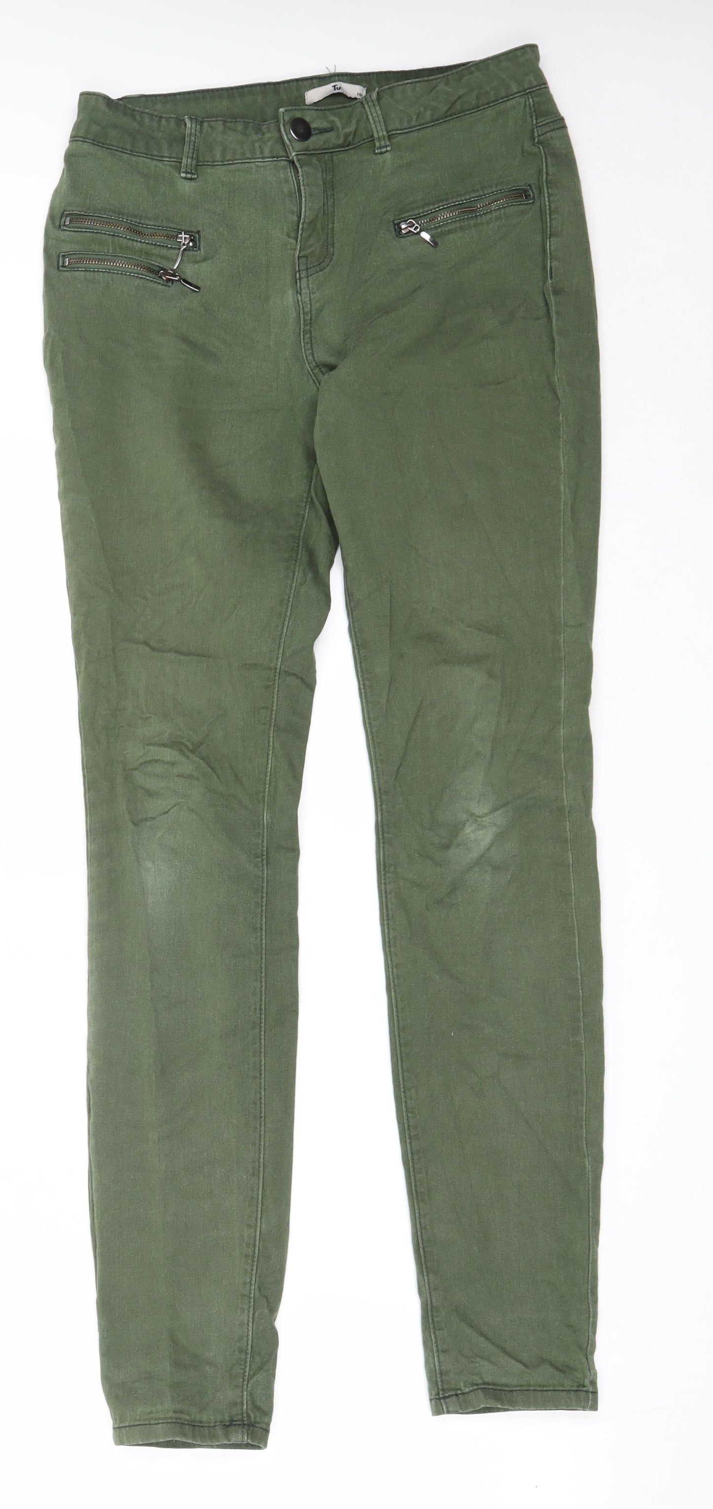 TU Womens Green  Cotton Skinny Jeans Size 10 L31 in Regular