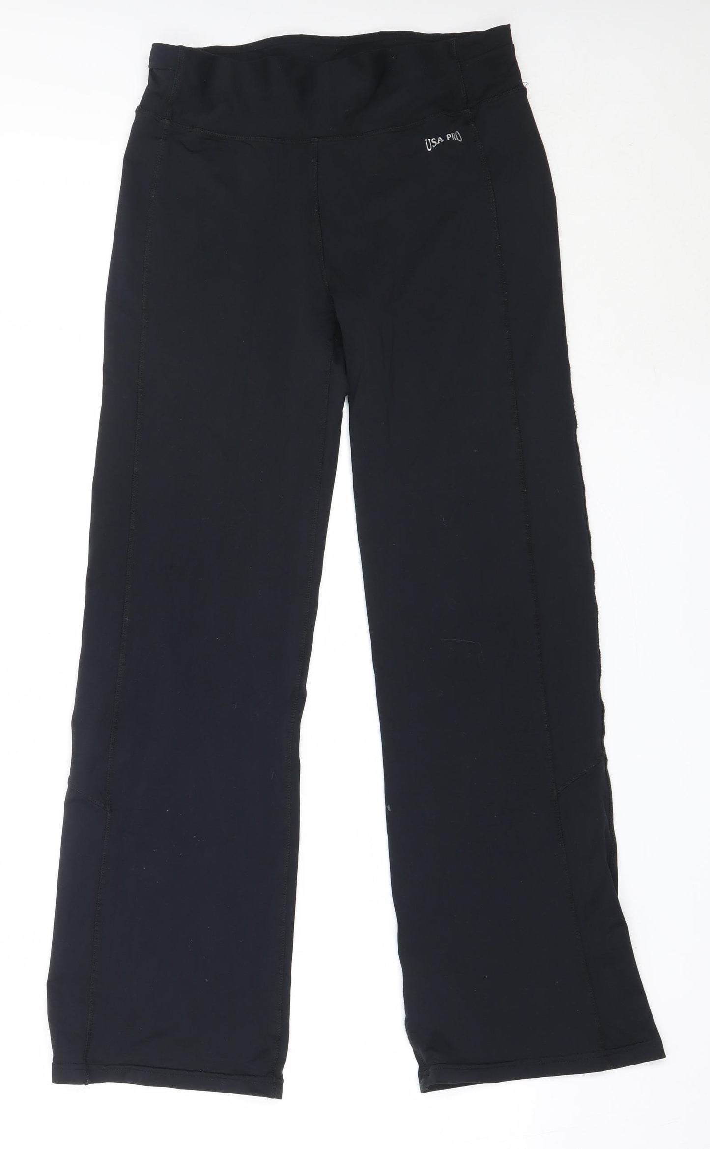USA Pro Womens Black  Polyester Sweatpants Trousers Size 10 L28 in Regular