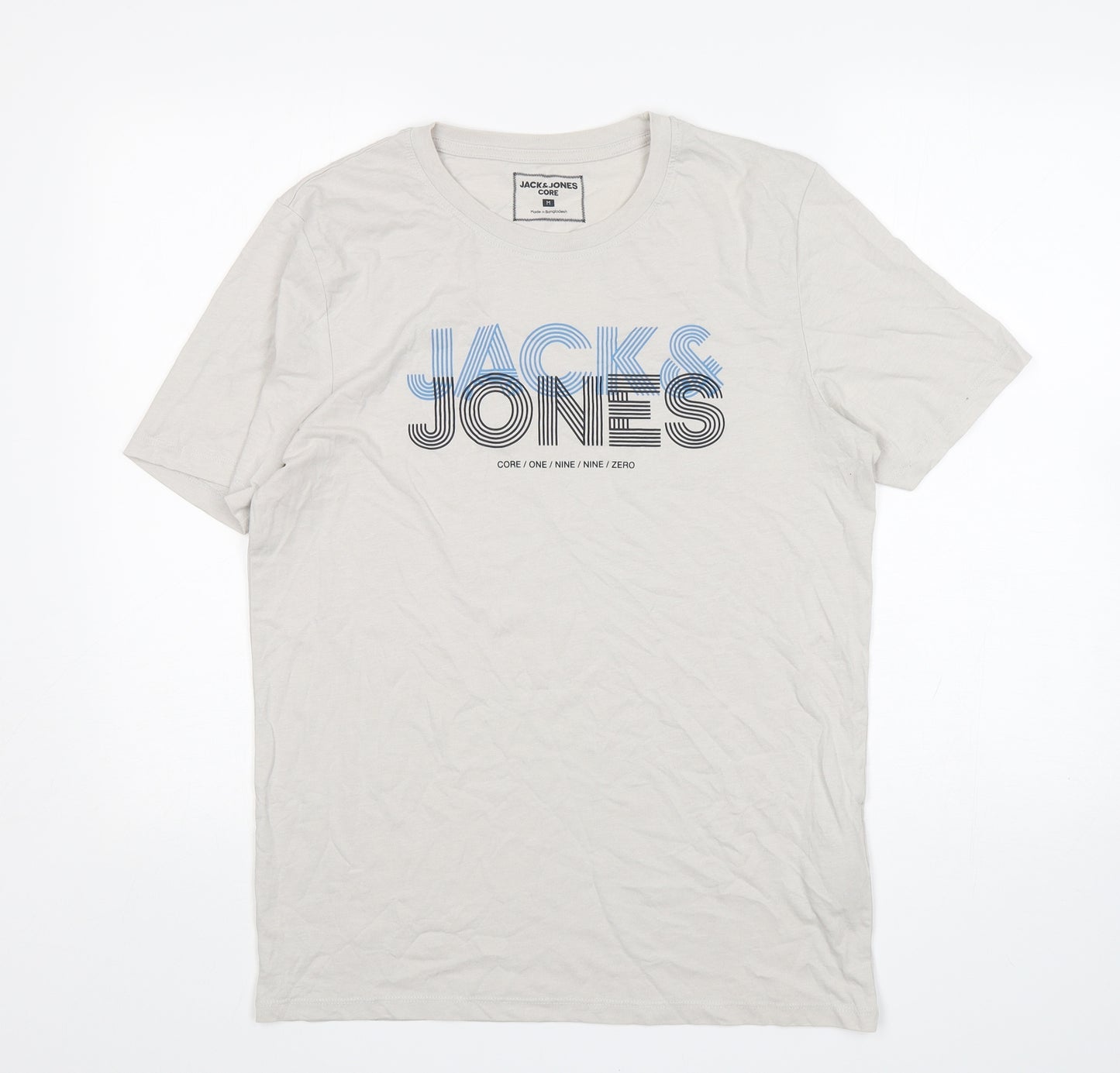 Jack & Jones  Mens Grey  Cotton  T-Shirt Size M Round Neck