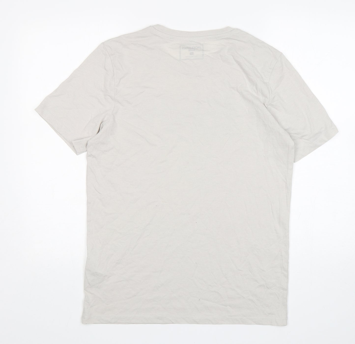 Jack & Jones  Mens Grey  Cotton  T-Shirt Size M Round Neck
