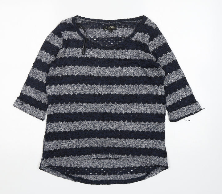New Look Womens Multicoloured Round Neck Striped Polyester Pullover Jumper Size 12