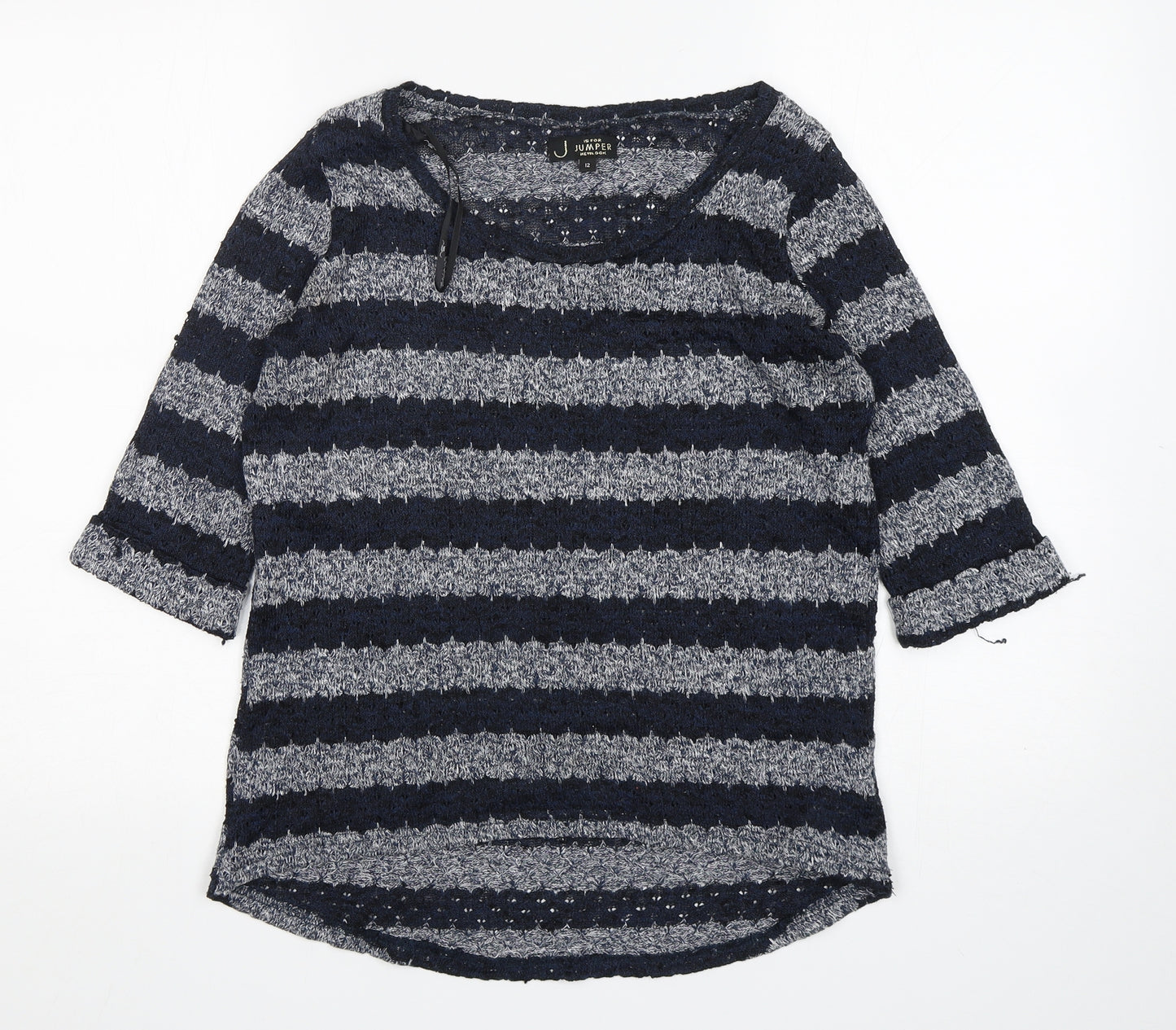 New Look Womens Multicoloured Round Neck Striped Polyester Pullover Jumper Size 12
