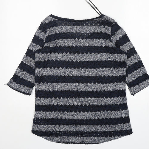 New Look Womens Multicoloured Round Neck Striped Polyester Pullover Jumper Size 12