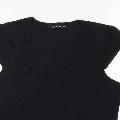 Provencale Womens Black  Cotton Basic T-Shirt Size 18 Round Neck