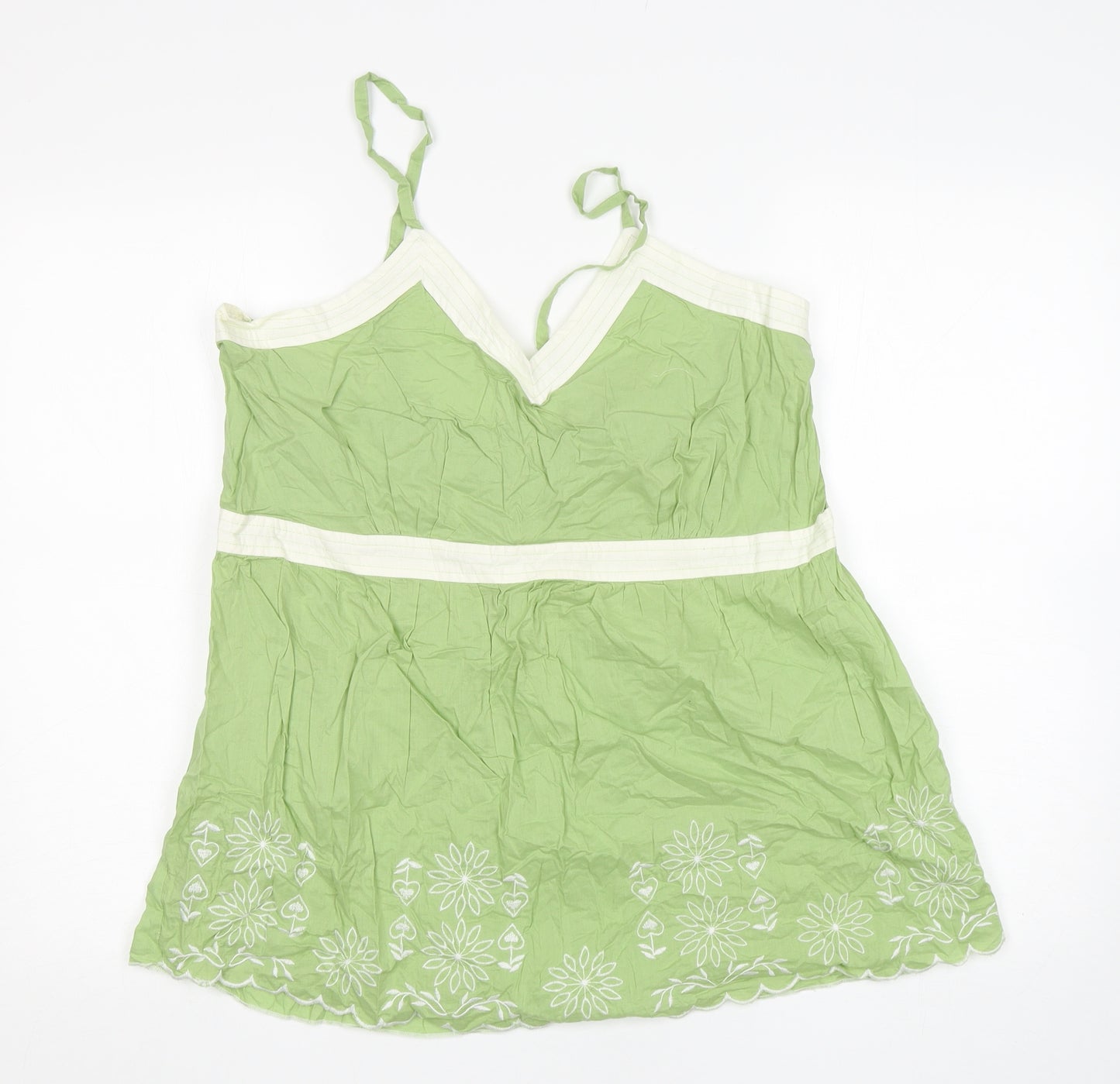 Editions  Womens Green  Cotton Basic Tank Size 18 V-Neck