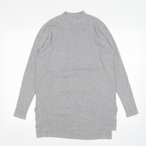 Papaya Womens Grey Mock Neck  Viscose Pullover Jumper Size M