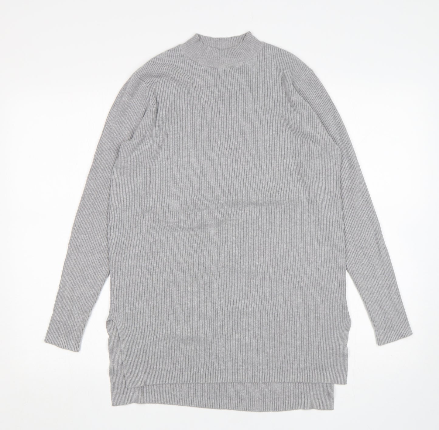 Papaya Womens Grey Mock Neck  Viscose Pullover Jumper Size M