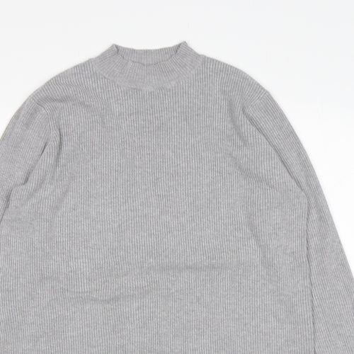 Papaya Womens Grey Mock Neck  Viscose Pullover Jumper Size M