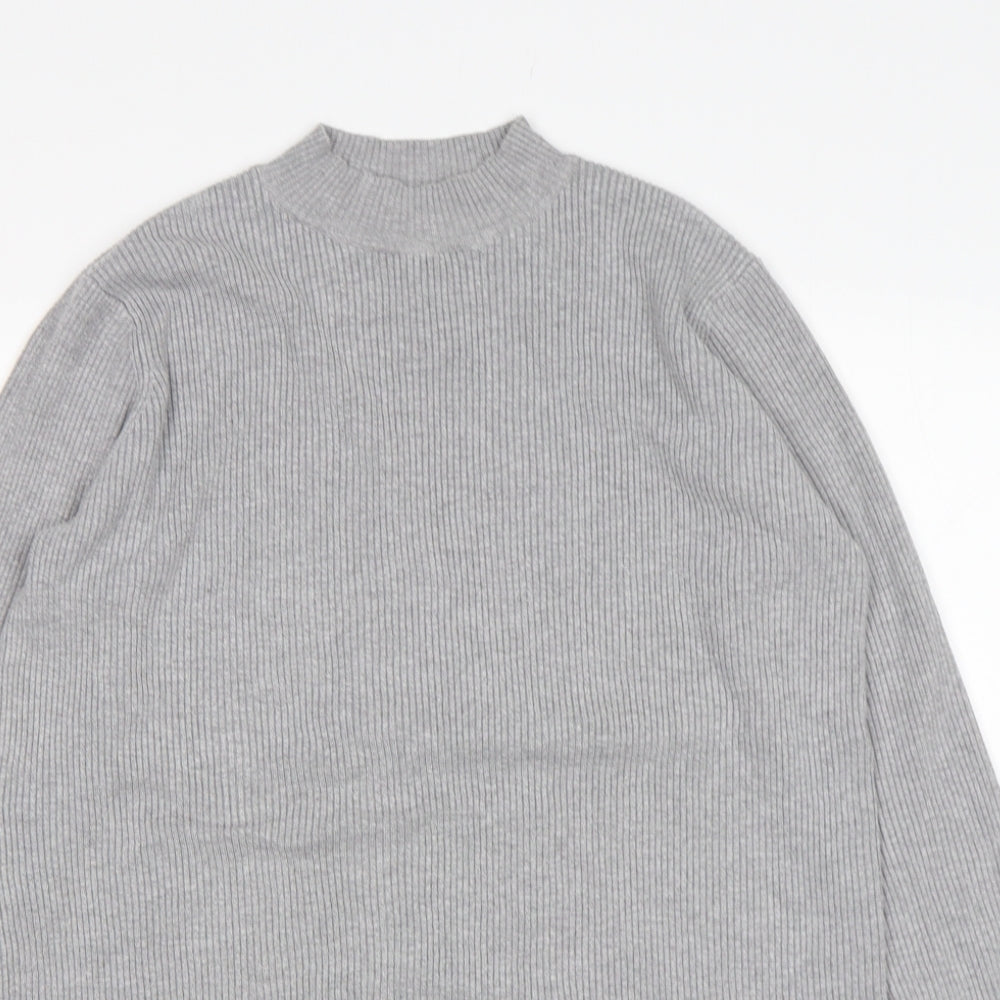 Papaya Womens Grey Mock Neck  Viscose Pullover Jumper Size M