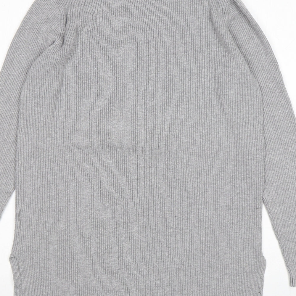 Papaya Womens Grey Mock Neck  Viscose Pullover Jumper Size M