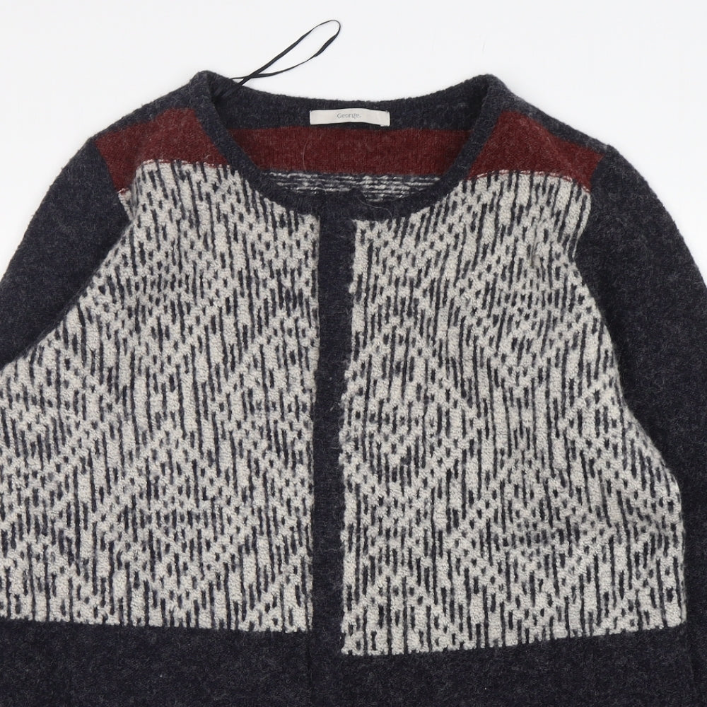 George Womens Multicoloured Round Neck Argyle/Diamond Acrylic Cardigan Jumper Size 14