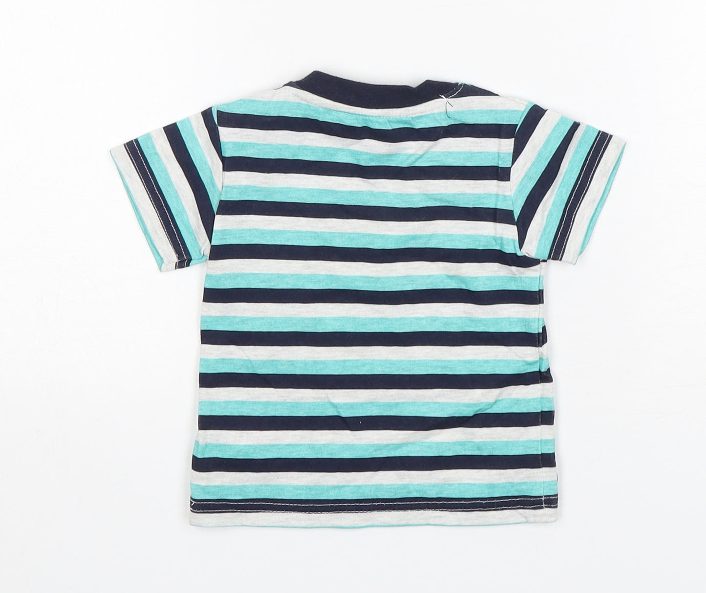 Early Days Boys Multicoloured Striped Cotton Basic T-Shirt Size 3-6 Months Round Neck