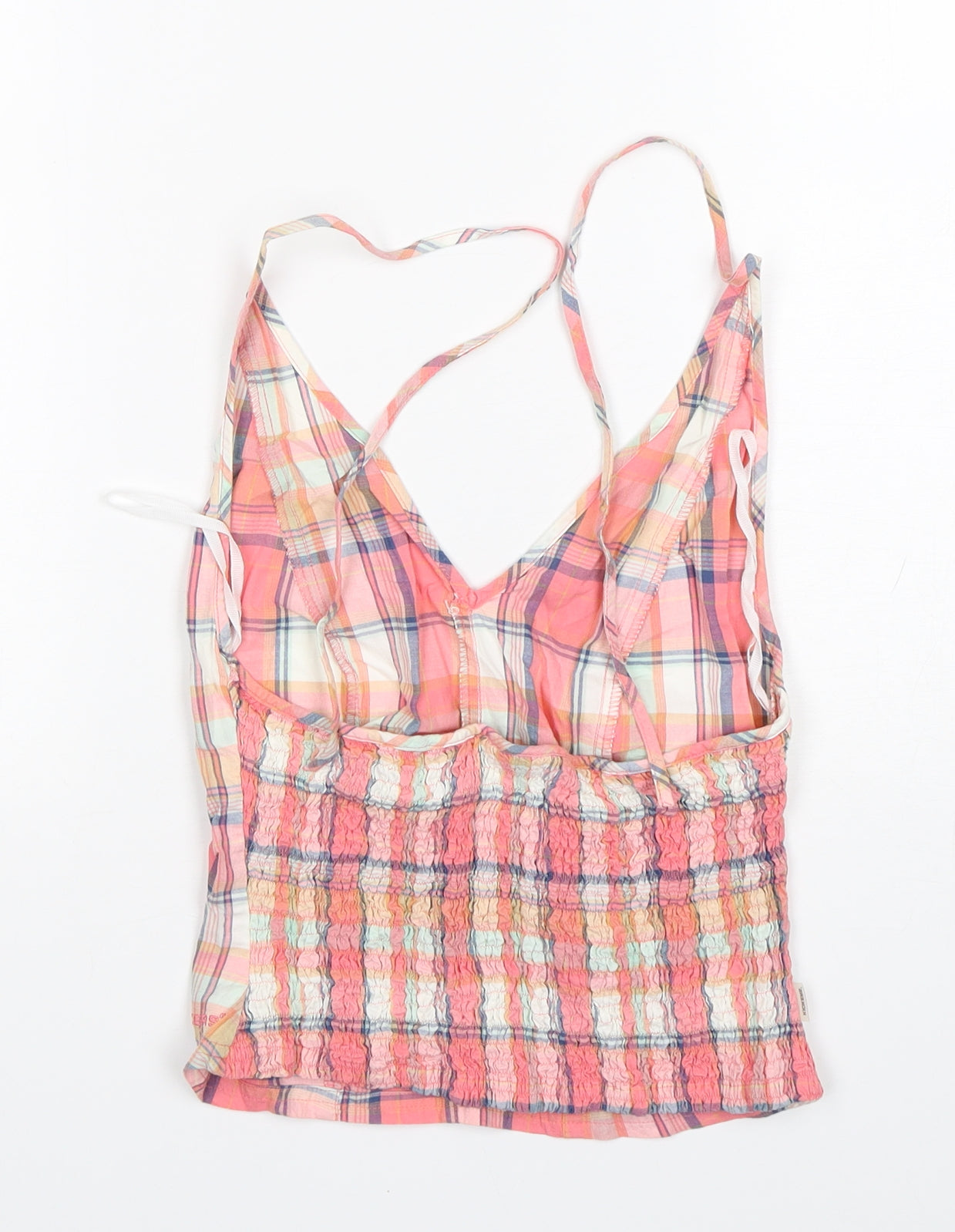 Kickers Womens Pink Plaid Cotton Basic Tank Size 8 V-Neck