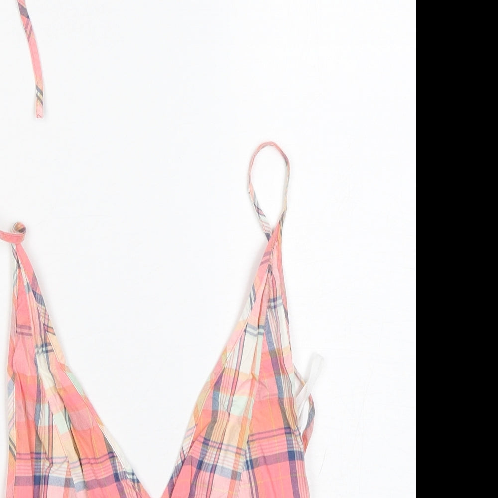 Kickers Womens Pink Plaid Cotton Basic Tank Size 8 V-Neck