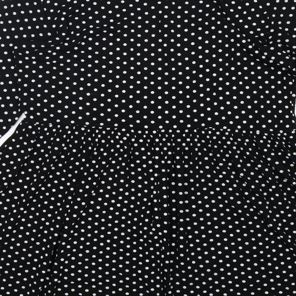 New Look Womens Black Polka Dot Viscose Fit & Flare  Size 12  Round Neck