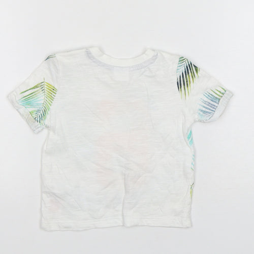 F&F Boys Multicoloured Floral Cotton Basic T-Shirt Size 3-6 Months Round Neck