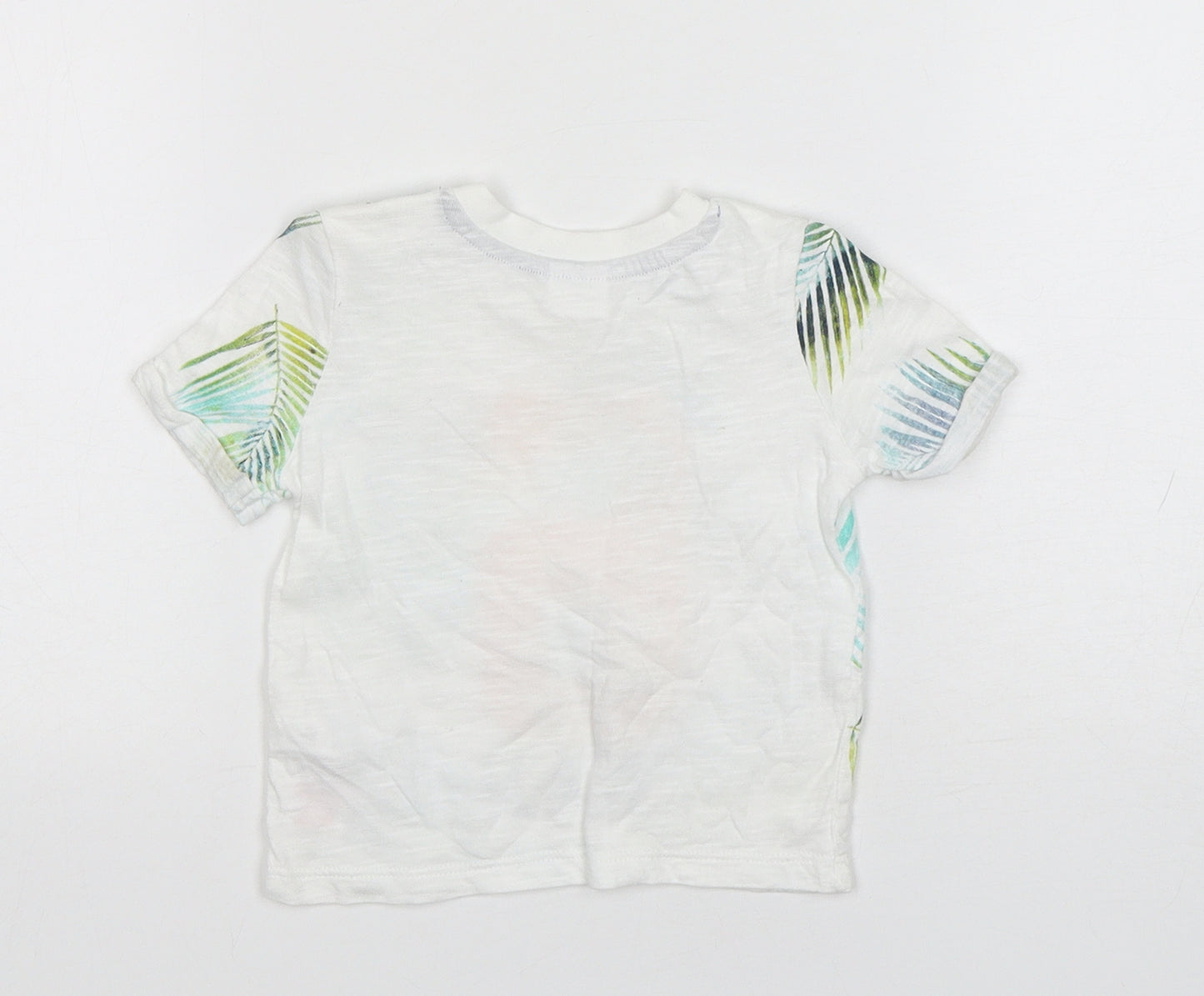 F&F Boys Multicoloured Floral Cotton Basic T-Shirt Size 3-6 Months Round Neck