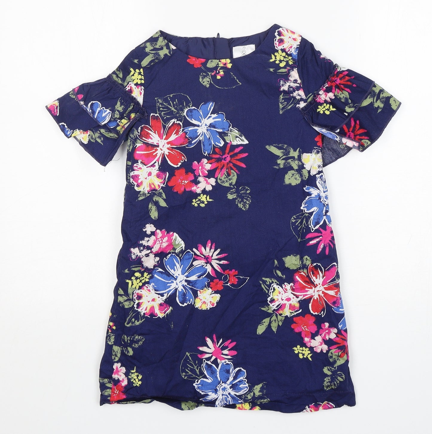 Dunnes Stores Girls Multicoloured Floral Cotton A-Line  Size 7 Years  Round Neck